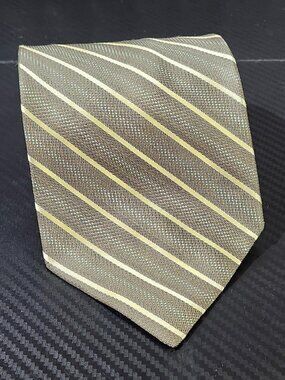 Pavone Light Brown Diagonal Striped 100% Silk Tie‎ Made In Italy